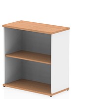Impulse Two-Tone Low Bookcase, 1 Shelf, 800mm High, Oak and White