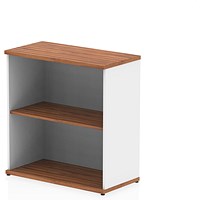 Impulse Two-Tone Low Bookcase, 1 Shelf, 800mm High, Walnut and White