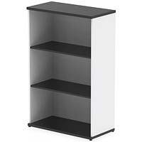 Impulse Two-Tone Medium Bookcase, 2 Shelves, 1200mm High, Black and White