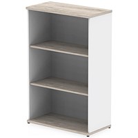 Impulse Two-Tone Medium Bookcase, 2 Shelves, 1200mm High, Grey Oak and White