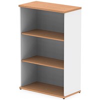Impulse Two-Tone Medium Bookcase, 2 Shelves, 1200mm High, Oak and White
