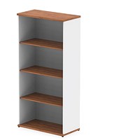 Impulse Two-Tone Tall Bookcase, 3 Shelves, 1600mm High, Walnut and White