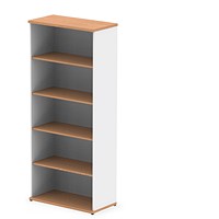 Impulse Two-Tone Extra Tall Bookcase, 4 Shelves, 2000mm High, Oak and White