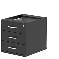 Impulse 3 Drawer Fixed Pedestal, 550mm Deep, Black