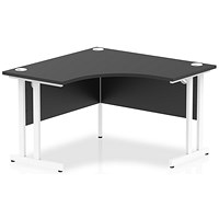 Impulse 1200mm Corner Desk, White Cantilever Leg, Black