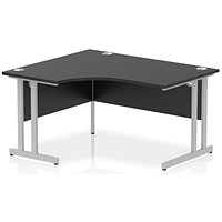 Impulse 1400mm Corner Desk, Left Hand, Silver Cantilever Leg, Black