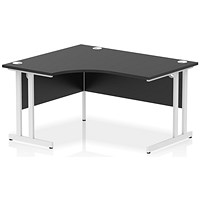 Impulse 1400mm Corner Desk, Left Hand, White Cantilever Leg, Black