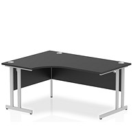 Impulse 1600mm Corner Desk, Left Hand, Silver Cantilever Leg, Black