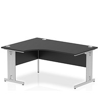 Impulse 1600mm Corner Desk, Left Hand, Silver Cable Managed Leg, Black