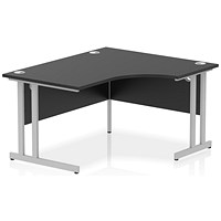 Impulse 1400mm Corner Desk, Right Hand, Silver Cantilever Leg, Black