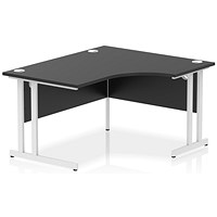 Impulse 1400mm Corner Desk, Right Hand, White Cantilever Leg, Black