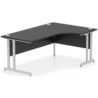 Impulse 1600mm Corner Desk, Right Hand, Silver Cantilever Leg, Black