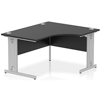 Impulse 1400mm Corner Desk, Right Hand, Silver Cable Managed Leg, Black