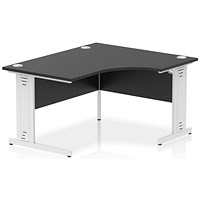 Impulse 1400mm Corner Desk, Right Hand, White Cable Managed Leg, Black