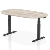 Impulse Sit-Standing Boardroom Table, 1800mm, Black Leg, Grey Oak