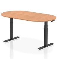 Impulse Sit-Standing Boardroom Table, 1800mm, Black Leg, Oak