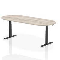 Impulse Sit-Standing Boardroom Table, 2400mm, Black Leg, Grey Oak