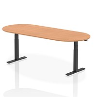 Impulse Sit-Standing Boardroom Table, 2400mm, Black Leg, Oak