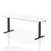 Impulse Sit-Standing Boardroom Table, 2400mm, Black Leg, White