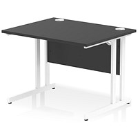 Impulse 1000mm Rectangular Desk, White Cantilever Leg, Black