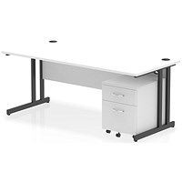 Impulse 1800mm Rectangular Desk, Black Cantilever Leg, White, With 2 Drawer Mobile Pedestal