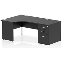 Impulse 1400mm Corner Desk, Left Hand, Panel End Leg, Black, With 800mm Deep Desk High Pedestal