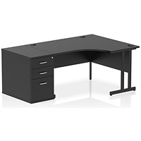 Impulse 1400mm Corner Desk with 800mm Desk High Pedestal, Right Hand, Black Cantilever Leg, Black