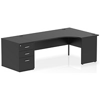 Impulse 1800mm Corner Desk, Right Hand, Panel End Leg, Black, With 800mm Deep Desk High Pedestal