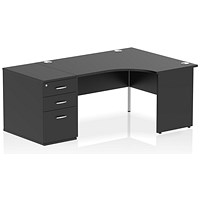 Impulse 1400mm Corner Desk, Right Hand, Panel End Leg, Black, With 800mm Deep Desk High Pedestal