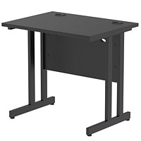 Impulse 800mm Slim Rectangular Desk, Black Cantilever Leg, Black