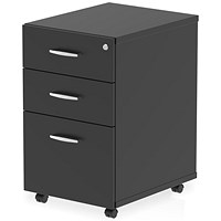 Impulse 3 Drawer Mobile Under Desk Pedestal, Black