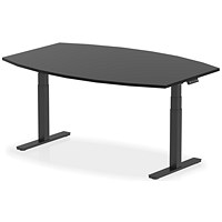 Dynamic High Gloss Writable Height Adjustable Boardroom Table, 1800mm, Black, Black Leg