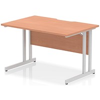 Impulse 1200mm Scalloped Edge Rectangular Desk, Silver Cantilever Legs, Beech