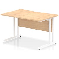 Impulse 1200mm Scalloped Edge Rectangular Desk, White Cantilever Legs, Maple