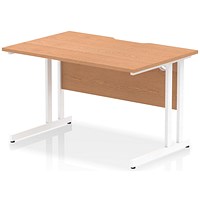 Impulse 1200mm Scalloped Edge Rectangular Desk, White Cantilever Legs, Oak