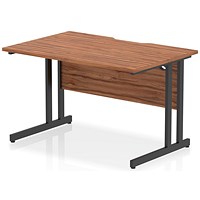 Impulse 1200mm Scalloped Edge Rectangular Desk, Black Cantilever Legs, Walnut