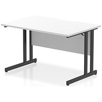 Impulse 1200mm Scalloped Edge Rectangular Desk, Black Cantilever Legs, White