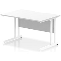 Impulse 1200mm Scalloped Edge Rectangular Desk, White Cantilever Legs, White