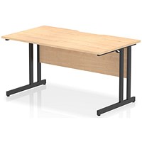 Impulse 1400mm Scalloped Edge Rectangular Desk, Black Cantilever Legs, Maple