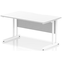 Impulse 1400mm Scalloped Edge Rectangular Desk, White Cantilever Legs, White