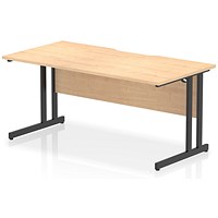 Impulse 1600mm Scalloped Edge Rectangular Desk, Black Cantilever Legs, Maple