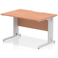 Impulse 1200mm Scalloped Edge Rectangular Desk, Silver Cable Managed Legs, Beech