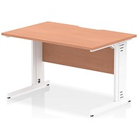 Impulse 1200mm Scalloped Edge Rectangular Desk, White Cable Managed Legs, Beech