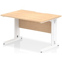 Impulse 1200mm Scalloped Edge Rectangular Desk, White Cable Managed Legs, Maple