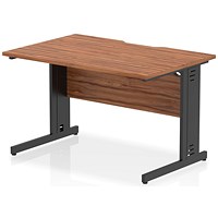 Impulse 1200mm Scalloped Edge Rectangular Desk, Black Cable Managed Legs, Walnut