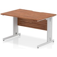 Impulse 1200mm Scalloped Edge Rectangular Desk, Silver Cable Managed Legs, Walnut