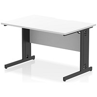 Impulse 1200mm Scalloped Edge Rectangular Desk, Black Cable Managed Legs, White