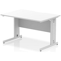 Impulse 1200mm Scalloped Edge Rectangular Desk, Silver Cable Managed Legs, White