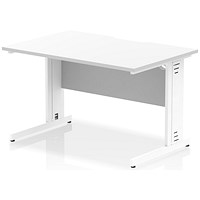 Impulse 1200mm Scalloped Edge Rectangular Desk, White Cable Managed Legs, White