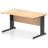 Impulse 1400mm Scalloped Edge Rectangular Desk, Black Cable Managed Legs, Maple